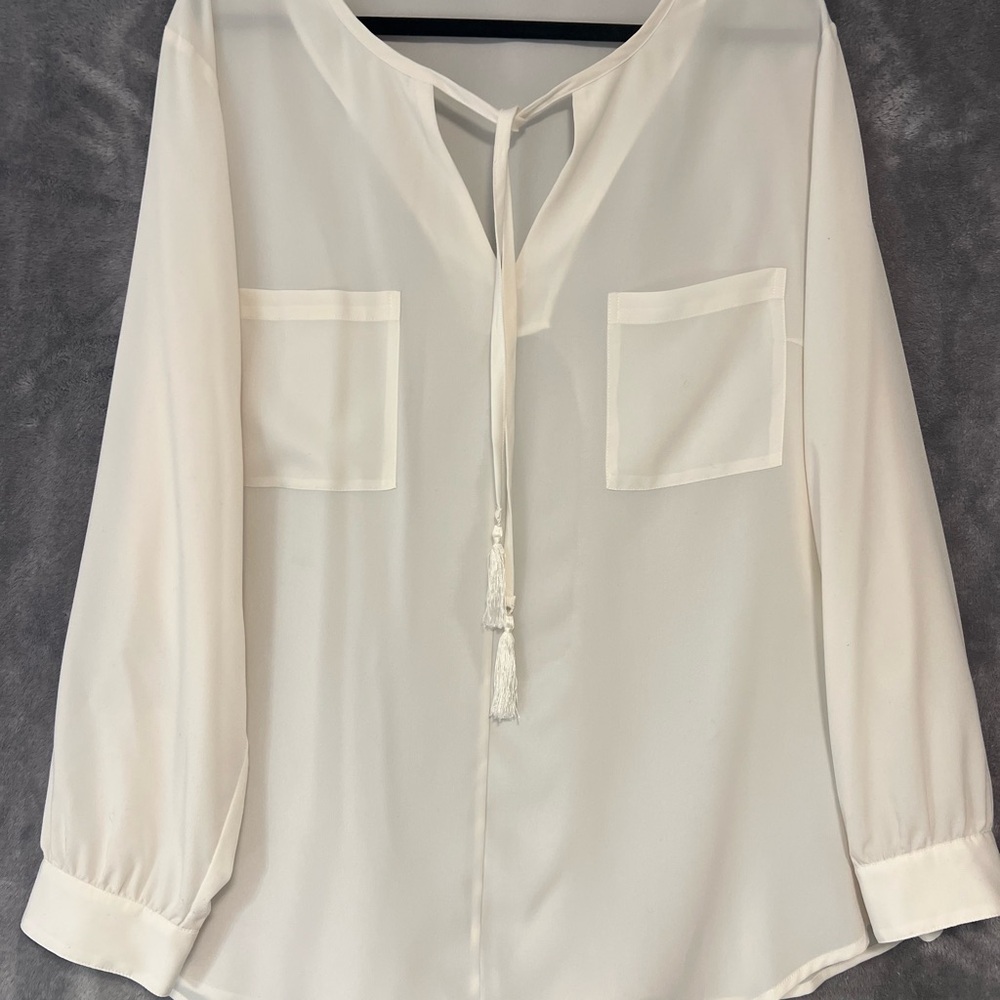 Tart White 3/4 Sleeve Relaxed Blouse